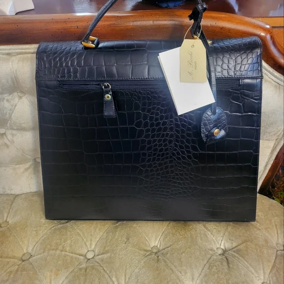 Real leather made in Italy  oversize unisex hand bag - Picture 5 of 11